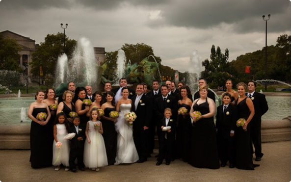 large wedding party Philadelphia fountain trolley rental